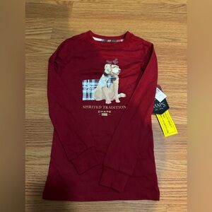 NWT Chaps Boys Spirited Golden Retriever Holiday Red Pajama Sleep Shirt size 7